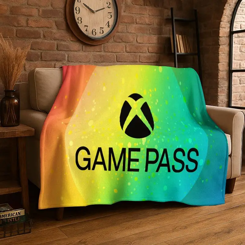 retro Xbox Gaming Gamer Logo Flannel Blanket Soft Warm Throw Blanket for Bedroom Living Room Bed Travel Camping Picnic Gift
