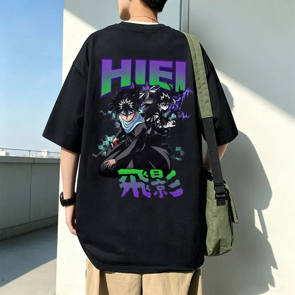 Camisetas de Anime YuYu Hakusho Hiei, Ropa de Verano para Hombre y Mujer, Camiseta de Dibujos Animados de Gran Tamaño, Estilo Urbano, Vintage, Informal, de Algodón