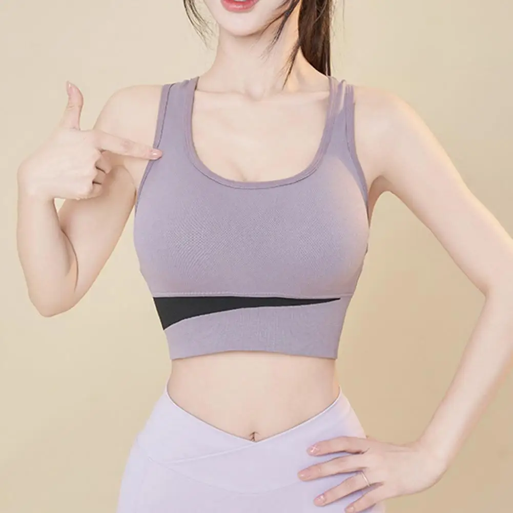 Women Sports Bra Nylon Shockproof Seamless Push Up Gathering Padded Quick-drying Adjustable Elastic Breathable Jogging Vest Bra