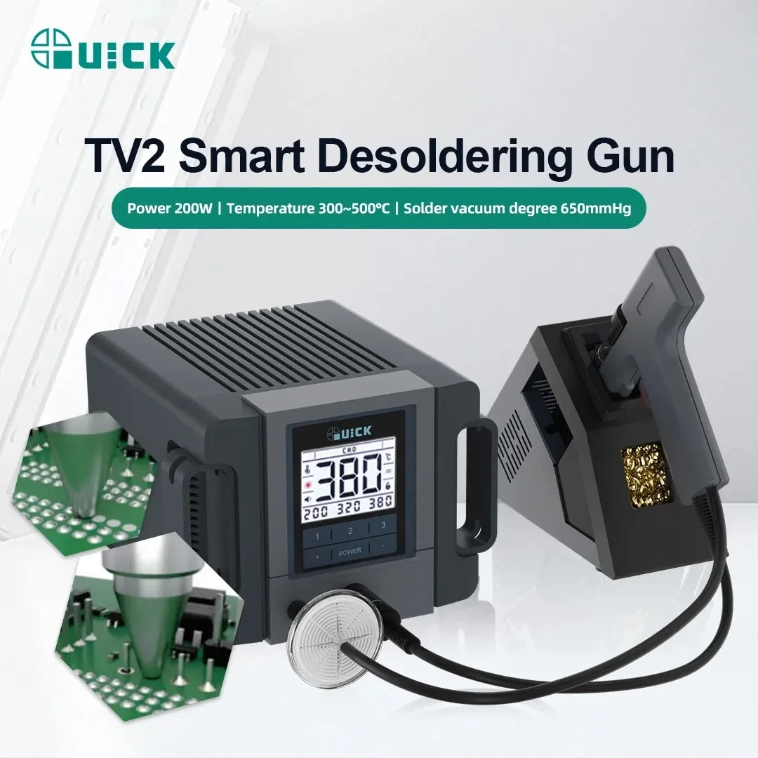 QUICK TV2 Smart Desoldering Gun Rework Station Touch Switch With LCD Display Intelligent Delay Soldering For Phone PCB Repair