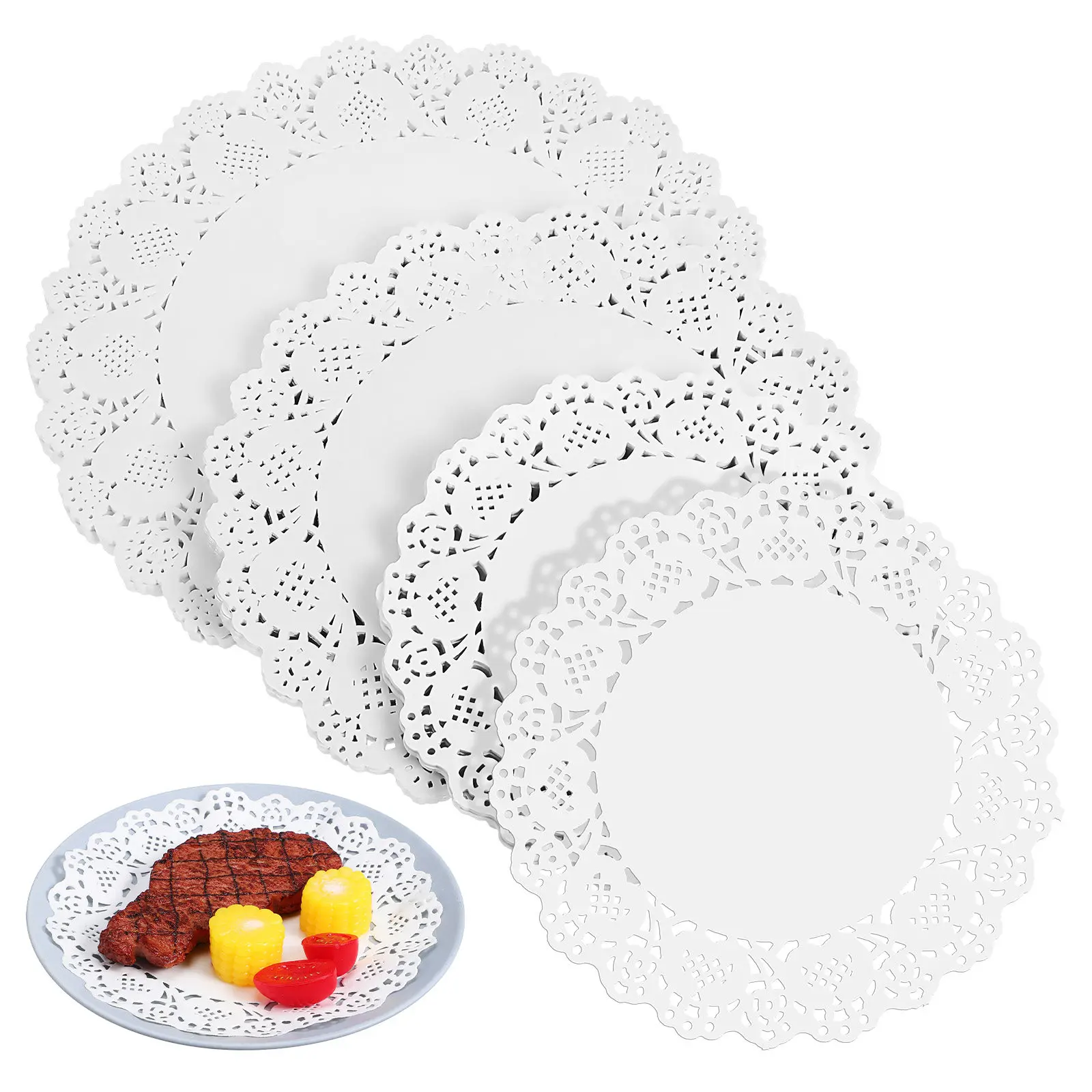 300Pcs Paper Doilies Lace Round Oil Absorbing Sheets for Cooking Baking Frying Cake Dessert Tableware Placemat