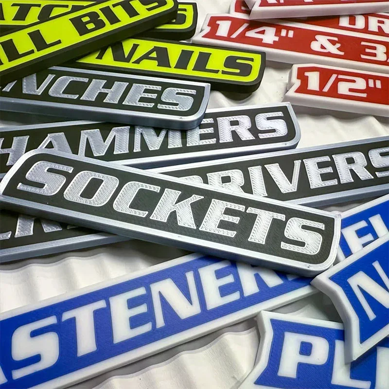 

Набор из 12 магнитных этикеток для ящиков для инструментов, этикетки для ящиков для инструментов с 3D-печатью для организации инструментов, многоразовые бирки для стальных ящиков для инструментов, тележек,