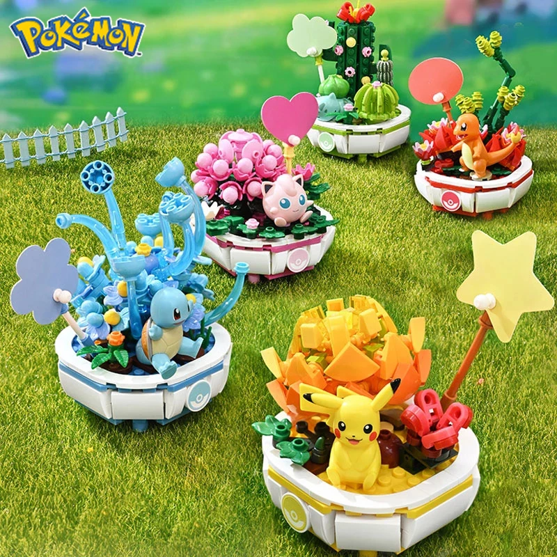 Keeppley Pokémon building blocks Pikachu Bulbasaur Seed Charmander Squirtle assembly plant potted tiles toys children\'s gifts