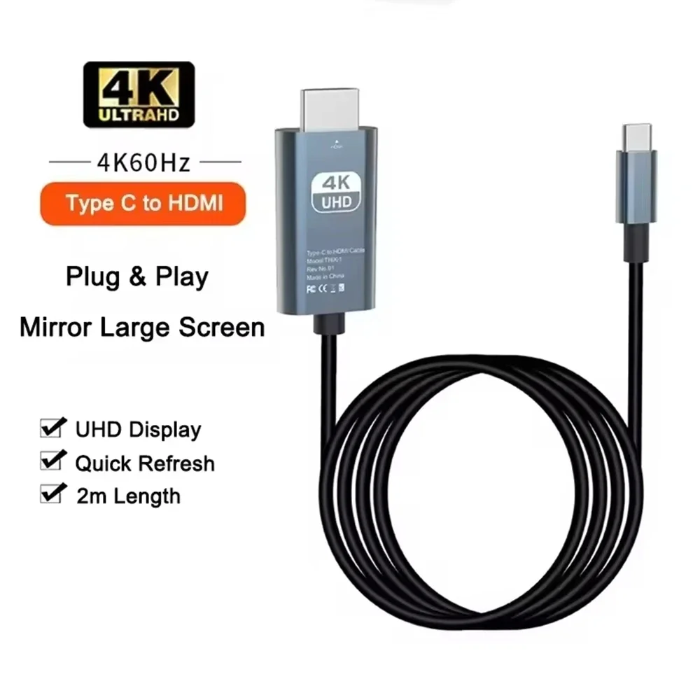 Kabel de pantalla compartida Naar Hdmi tipo c, adaptador fundido 4K HD, adaptador HDMI Naar tipo C para Mobiele Telefoon, tableta, PC, Monitor de TV