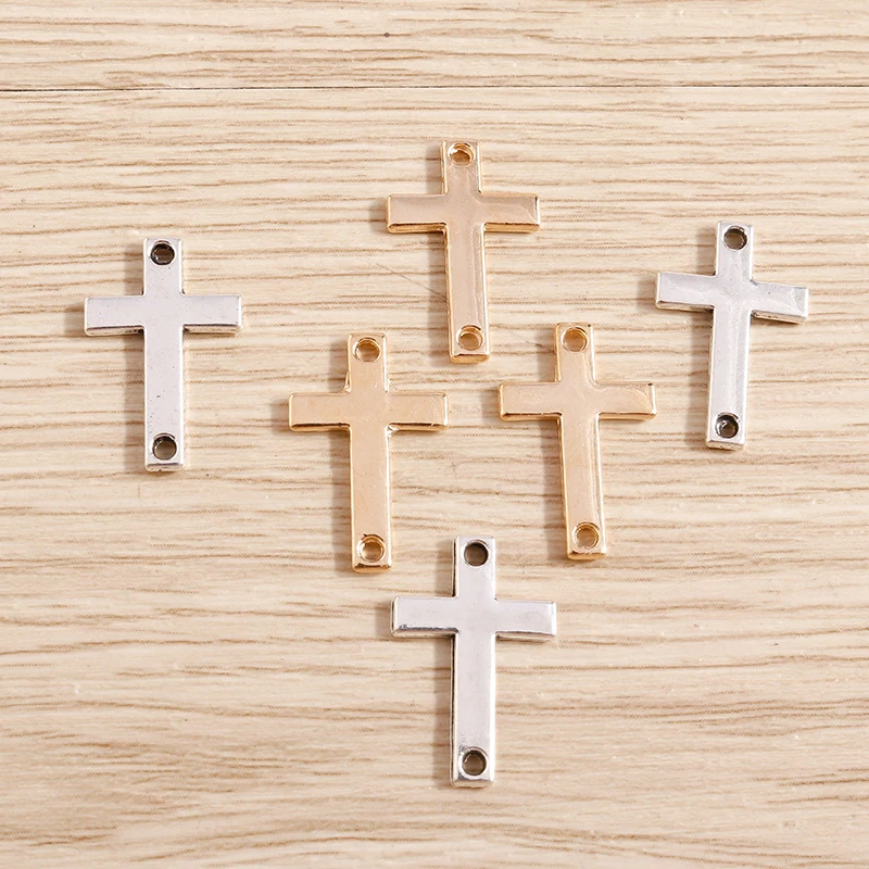 Tusember 40 Stück Legierung Metall Doppelloch Kreuz-Anhänger für Schmuckherstellung Handgemachtes DIY Zubehör für Halsketten und Ohrringe – Detail 6