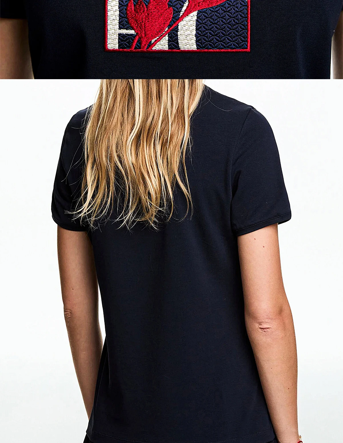 CH Women's Short-Sleeved T-Shirt, with a Round Neckline and Featuring a Red Floral embroidery Design, a Casual Everyday Top 82 Sc9bfb855062d4a0a9533359177ec94b7S