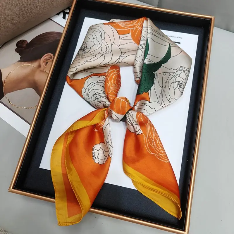 Luxus Pferd Seide Schal Quadrat Schal Für Frauen Drucken Hijab Sommer Wraps Halstuch Weibliche 70*70 cm Taschentuch Bandana mädchen – Detail 27