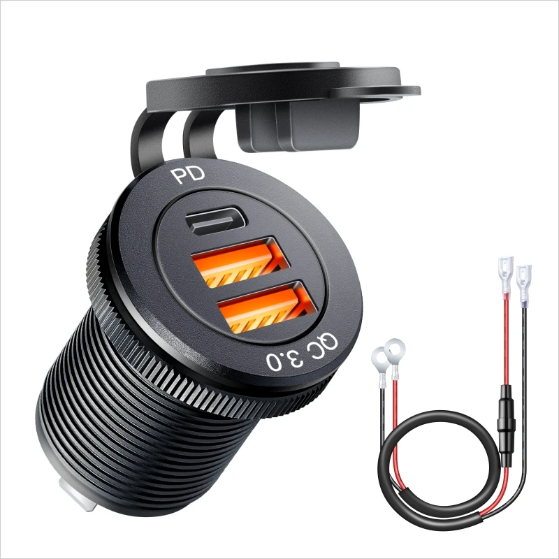 Usb socket in the car Quick Charge  PD 3.0  Car Charger 60W  Outlet Socket For 12V 24V Motorcycle Boat Marine Truck ATV