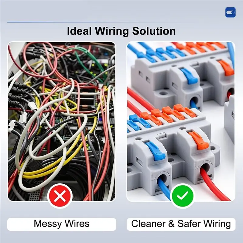 AT19-Flame-Retardant PC Material 6Pcs DIN Rail Terminal Blocks 2 In 8 Out, 600V 32A Lever Wire Connectors For Control Cabinet