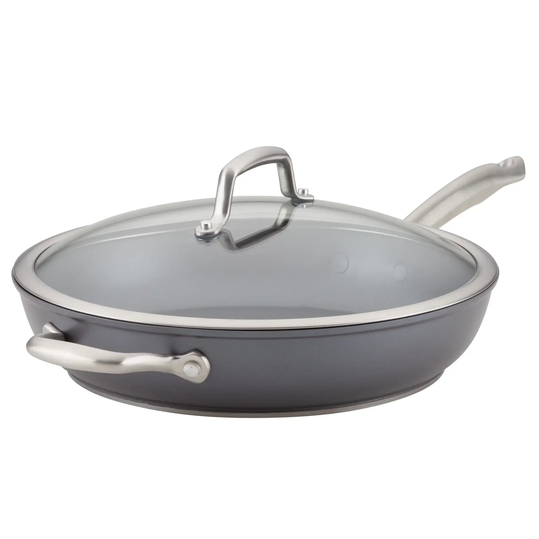 

12.25" Forged Hard-Anodized Nonstick Frying Pan with Lid