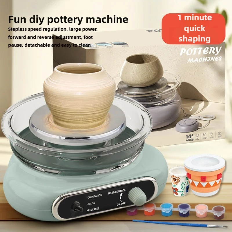 

New Electric Non Burning Ceramic Machine Infinite Variable Speed Version Adult DIY Production Equipment Pottery Education Tools