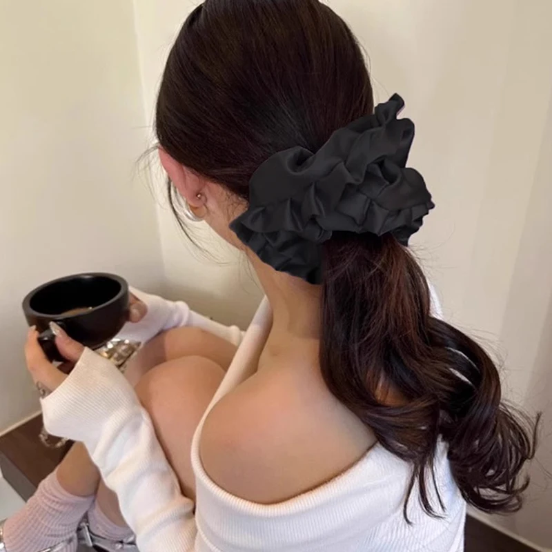 ขนาดใหญ่ Scrunchies ใหญ่ยางผมยืดหยุ่น Girs ผู้ถือหางม้า Smooth ซาติน Scrunchie ผู้หญิงอุปกรณ์เสริมผม