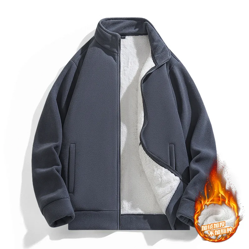 

Thiened Fce Men's Cardigan Women's Jaet Inner Liner Spring Autumn Winter V-ne ort Sve Polyester Fiber Coat