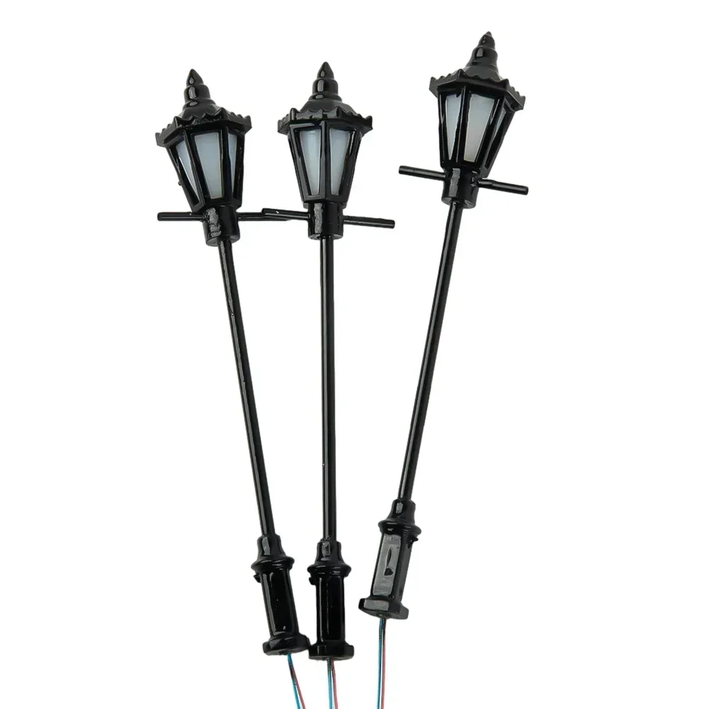 Lámparas modelo de 7CM, accesorios de 20mA, Kit de diseño de construcción, luces LED, escala O de Metal, piezas pintadas, decoración de farola, 3 uds.