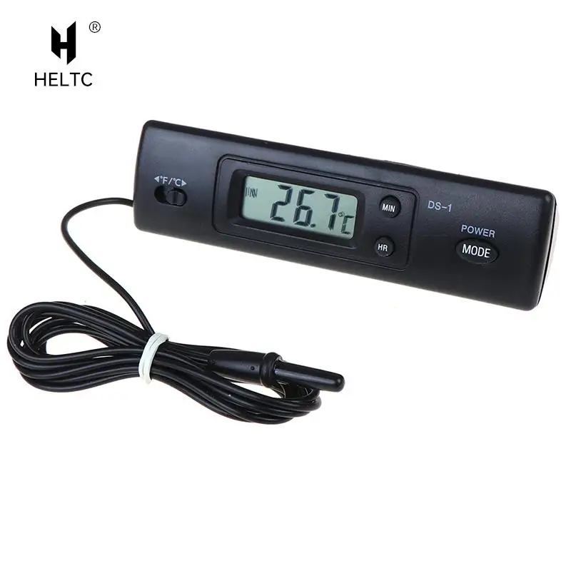 Car Thermometer LCD Display C/F Clock Temperature Sensor Controller Indoor Outdoor Thermostat With Probe For Vehicle Car