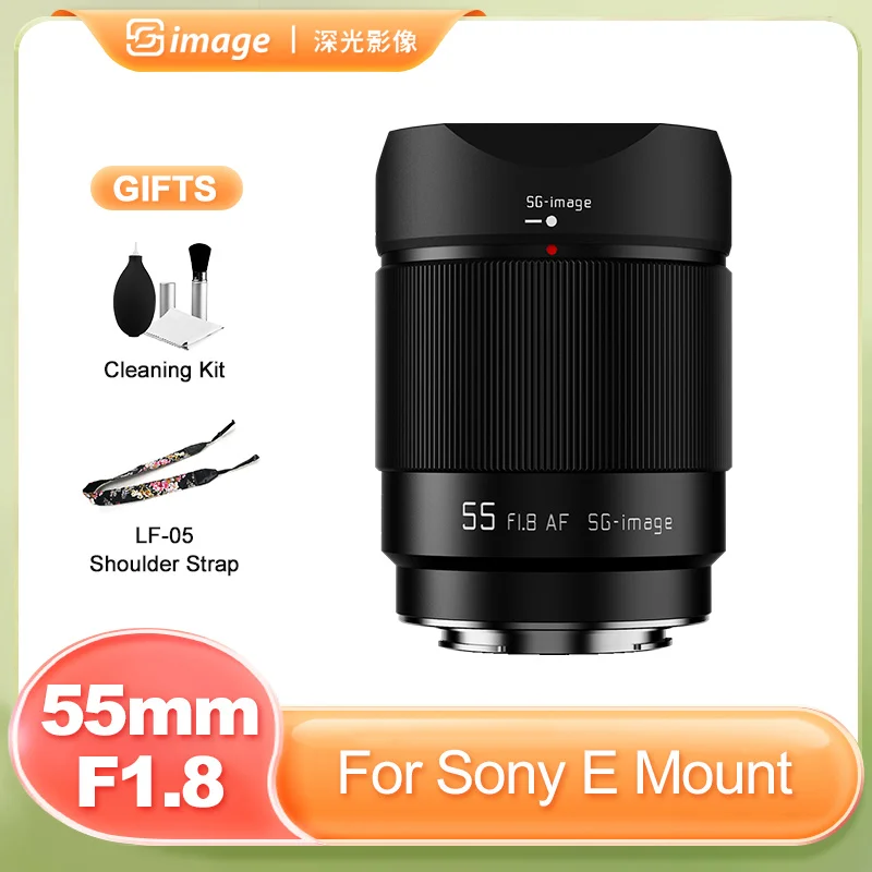 

SG image Auto Focus 55mm F1.8 AF Full Frame Prime Focus lens for Sony E Mount A7m3 A7R4 A7RV A7S A7C A7CII ZVE10 A7 A9 NEX3 FS7