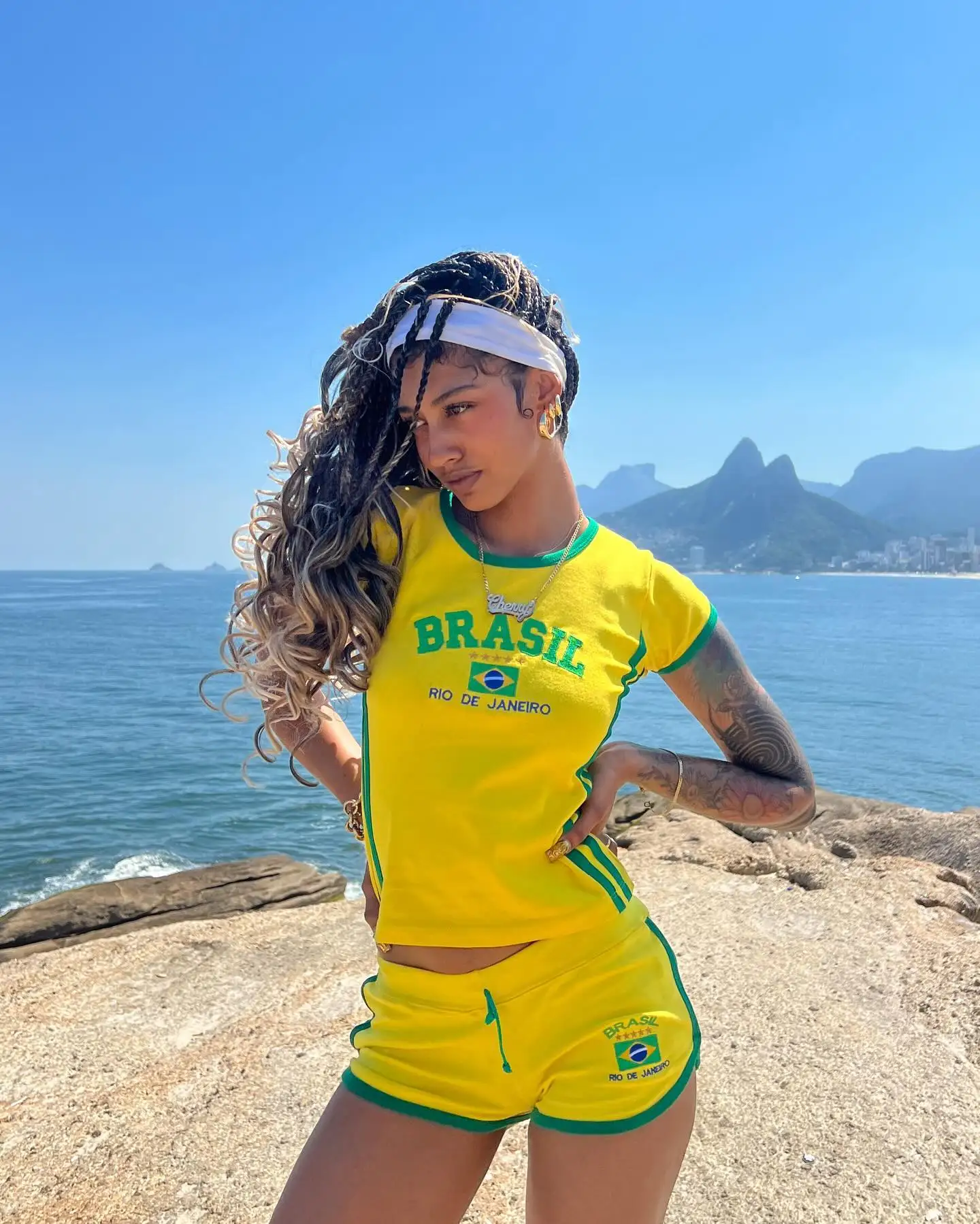 2024 sommer T-shirt Für Frauen Brasilien Brief Ästhetischen 90 der Crop Tops Casual shorts Kurzarm T anzug Streetwear y2k Kleidung