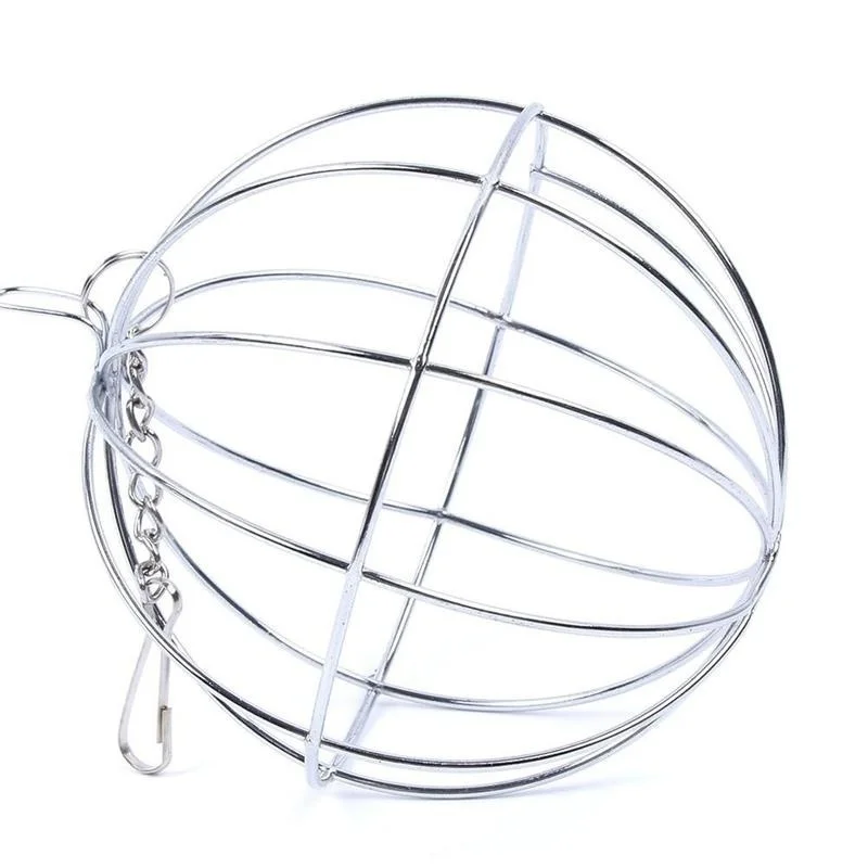 Stainless Steel Plated Hay Rack Ball Feed Dispenser Suspendable Toy Guinea Pig Hamster Rat Rabbit Pet Supply Grass Rack Ball view 6