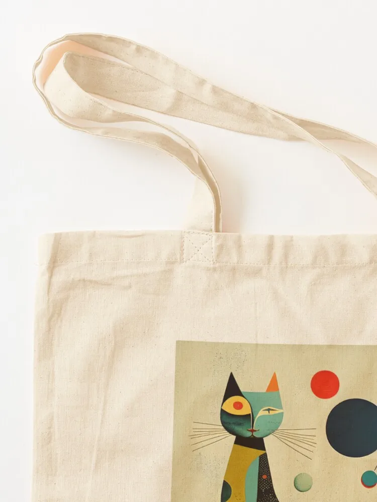 Mid Century Cat 3 Abstract Art Print Painting Wall Decor Tote Bag university shopper bag custom fabric bag Cloth