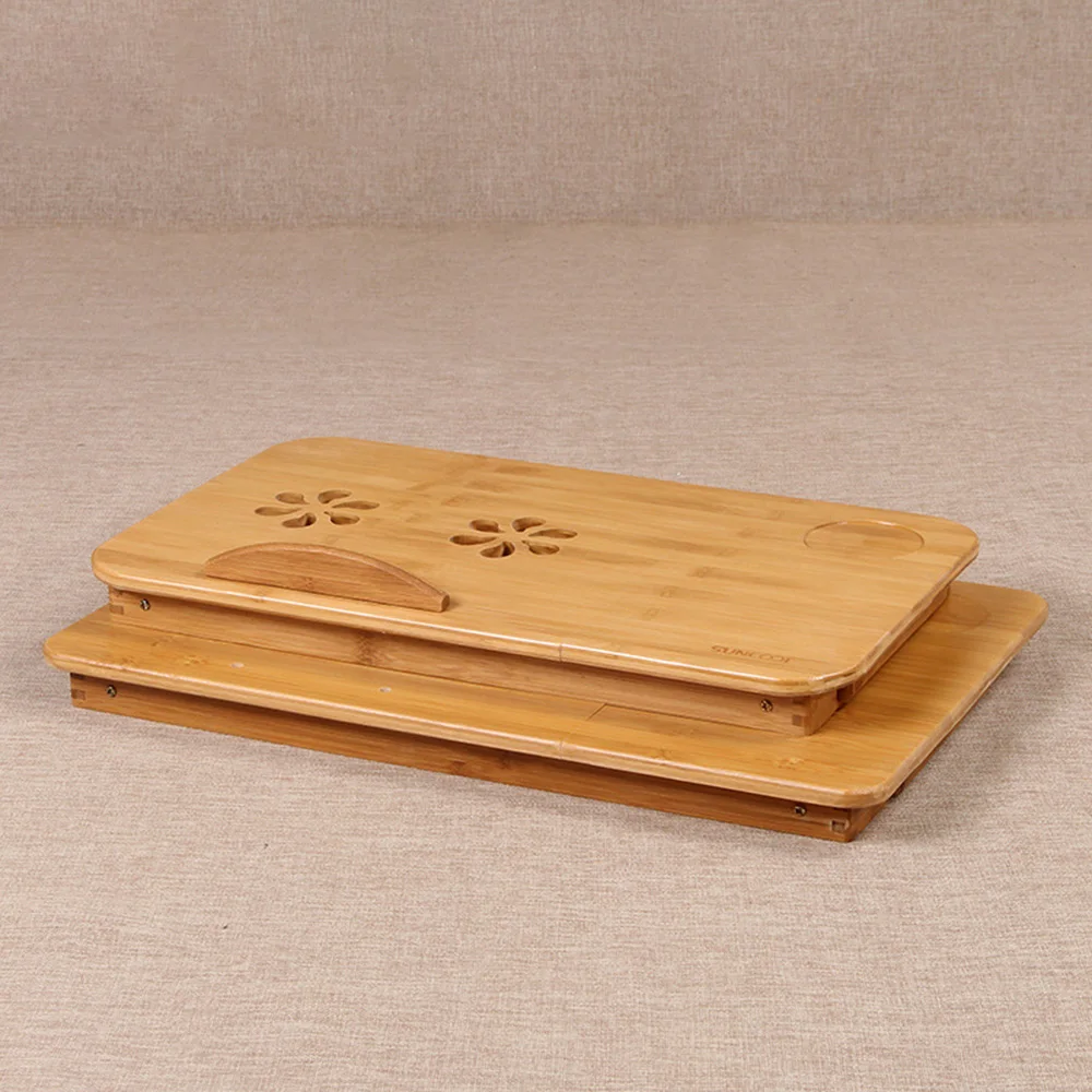 مكتب كمبيوتر محمول خشبي قابل للطي، طاولة طالب مدمجة، طاولة قراءة بجانب السرير موفرة للمساحة، متعددة الوظائف #3