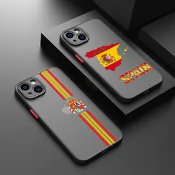 Spanish Flag National Emblem For iPhone 15 14 13 12 11 Pro Max XS Max X XR 7 8 Plus 6S 5S Frosted Translucent Funda Phone Case