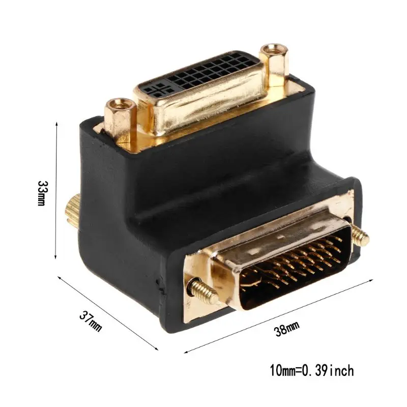 90 Degree Right Angled DVI 24+5 D DVI-I Digital  Link Male To Female Extension Adapter for HDTV LCD