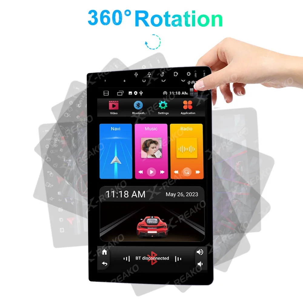 X-REAKO 9 Inch Android 14 Autoradio 1Din Car Radio Stereo Universal Multimedia Player GPS WIFI BT Wireless Carplay Android Auto