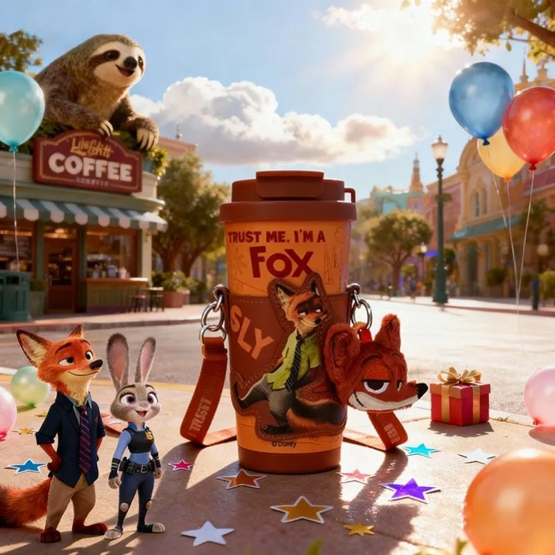 كارتون زوتوبيا جودي نيك سعة كبيرة من القش للشرب المباشر كوب مزدوج كوب آيس كينغ معزول مطبوع بحزام جلدي هدية عيد