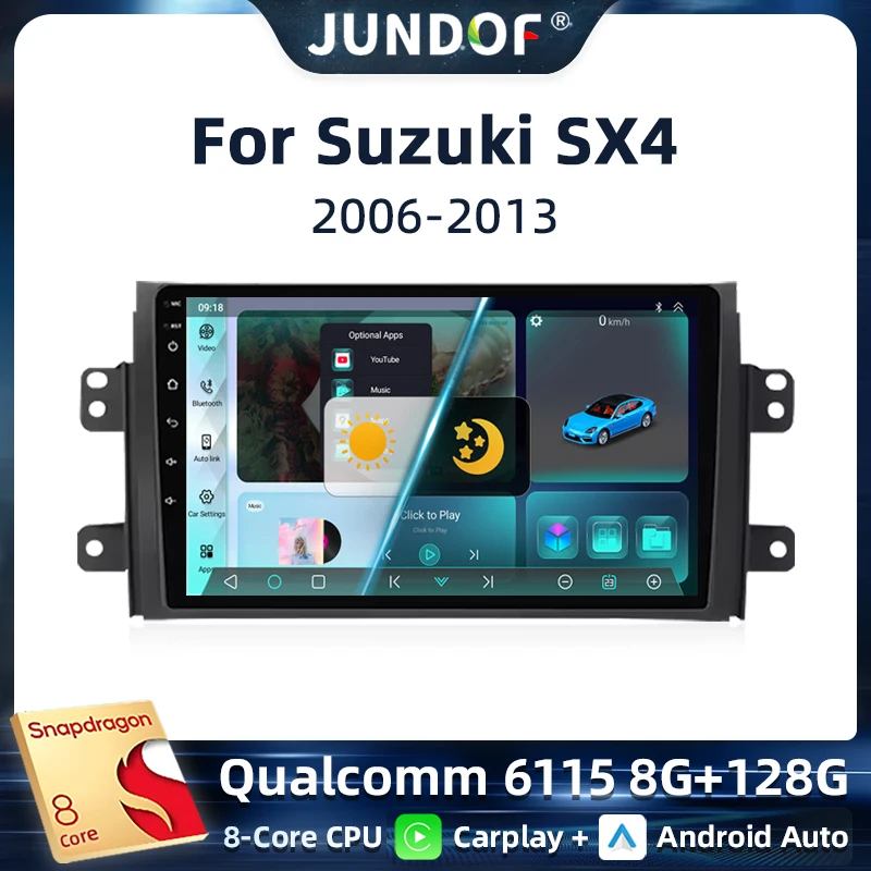 

Jundof for Suzuki SX4 2006-2013 Car Radio Multimedia Video Player Navigation GPS Android 13 Unit Bluetooth Wifi IPS Screen 2Din