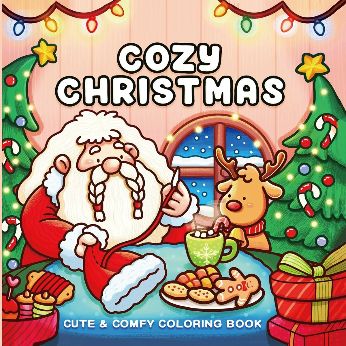 Acogedor libro para colorear navideño para adultos, lindo libro de dibujo, regalo perfecto para fiesta de Navidad y cumpleaños