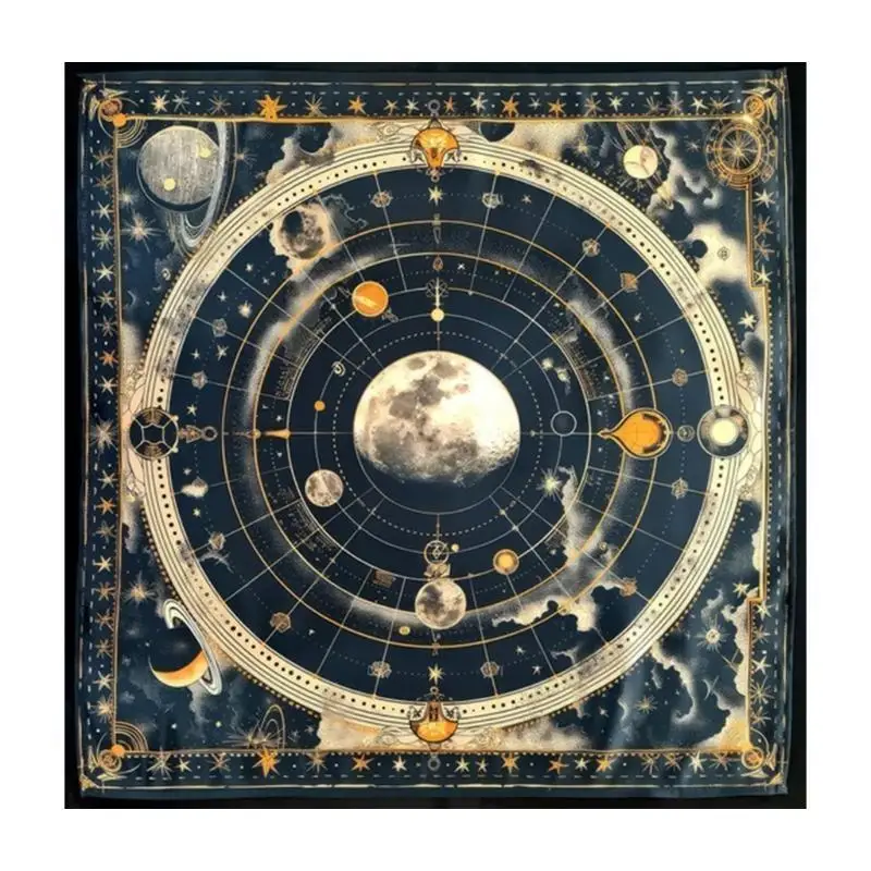 

652F Moon Planet Pattern Tarot Card Tablecloth Altars Cloth Altars Cloth Divinations Card Table Cloth Tapestry Easy to Use