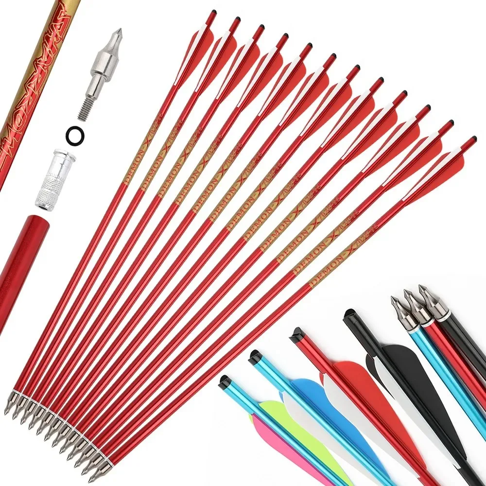Archery Aluminum Crossbow Bolts 12pcs 22 Inch Arrow Shaft ID7.6mm OD8.8mm 4