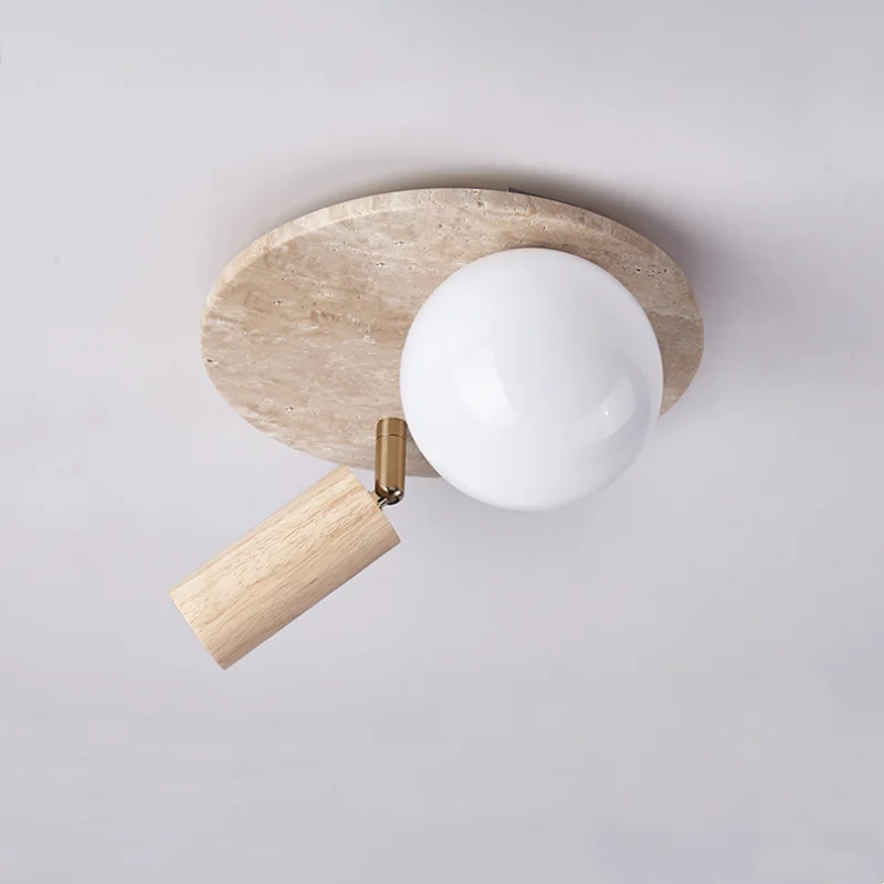 LED-plafondlamp Woonkamer Eetkamer Wit Glas Geel Travertijnhout Scandinavische Moderne Plafondlampen Plafondlamp
