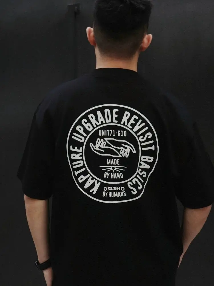 Impression De Lettres T-shirt Ample En Coton Lumon Americain À Manches Courtes Décontracté Hommes Et Femmes Été Beau