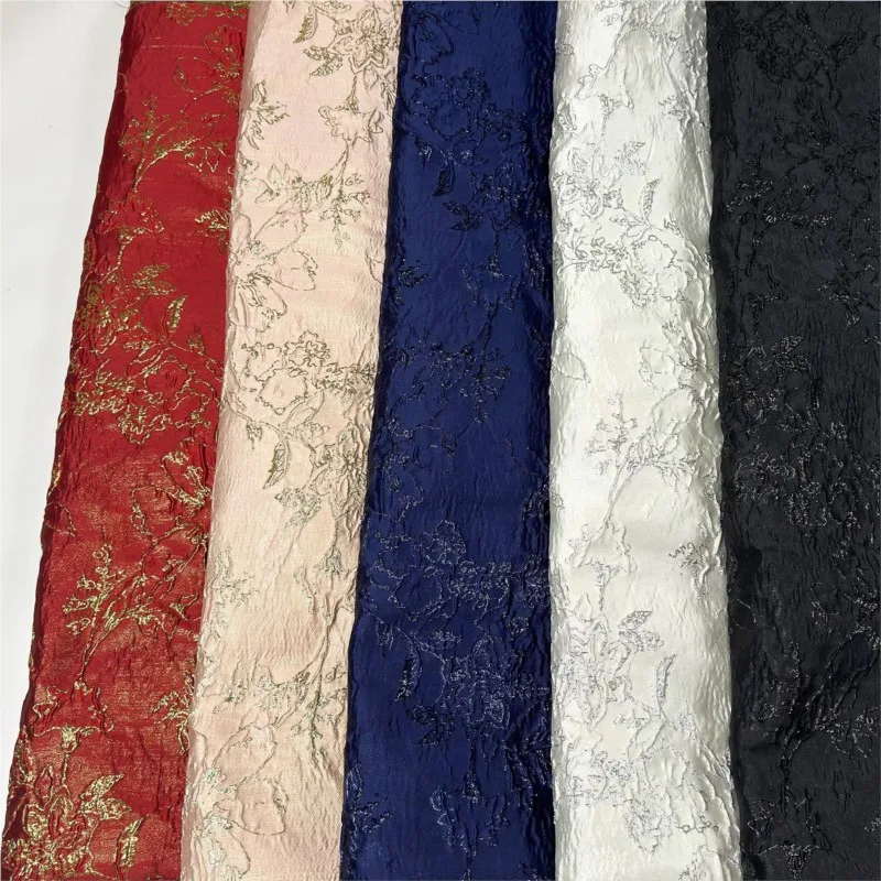 

Gold silk jacquard performance dress fabric puffy skirt embossed three-dimensional dark pattern fashion