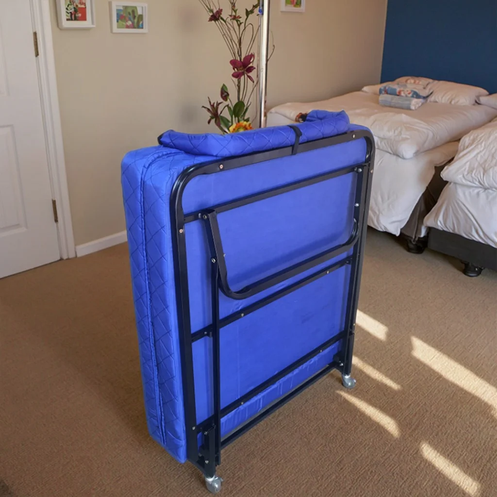 الشركة المصنعة رائجة البيع عالية الجودة للمنزل شقة غرفة الضيوف غرفة نوم سرير معدني محمول قابل للطي مع مرتبة #6