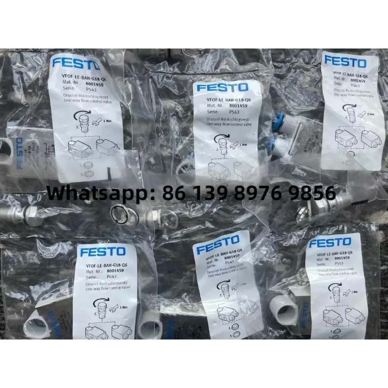 

FESTO 8001459 VFOF-LE-BAH-G18-Q6 VFOF-LE-BAH-G14-Q8 1927030 flow control valve