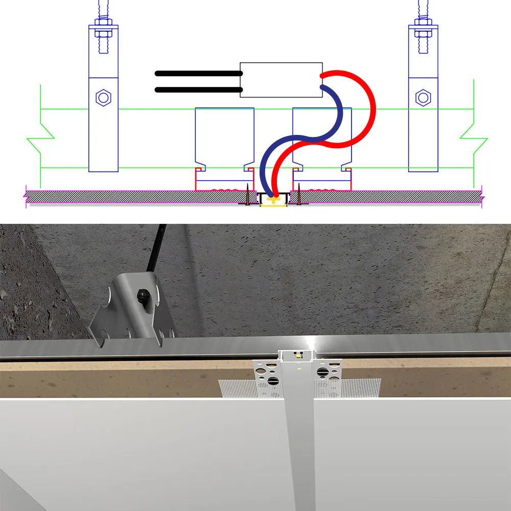 6114mm (2 szt.) 0.5m swobody projektowania: wbudowane oświetlenie profil taśmy LED do kreatywnych instalacji sufitowych i ściennych