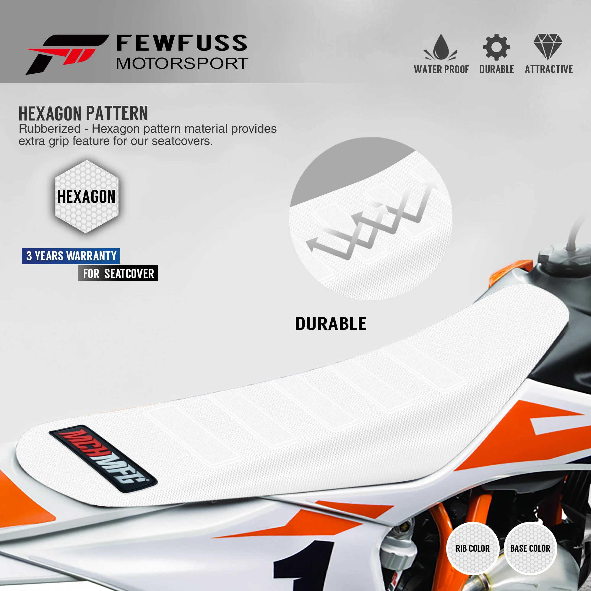 FEWFUSS دراجة نارية وسادة مقعد بيضاء الساخن ختم كرة السلة نمط مقاوم للماء حماية مكافحة زلة غطاء مقعد ل SX CRF YZF #3