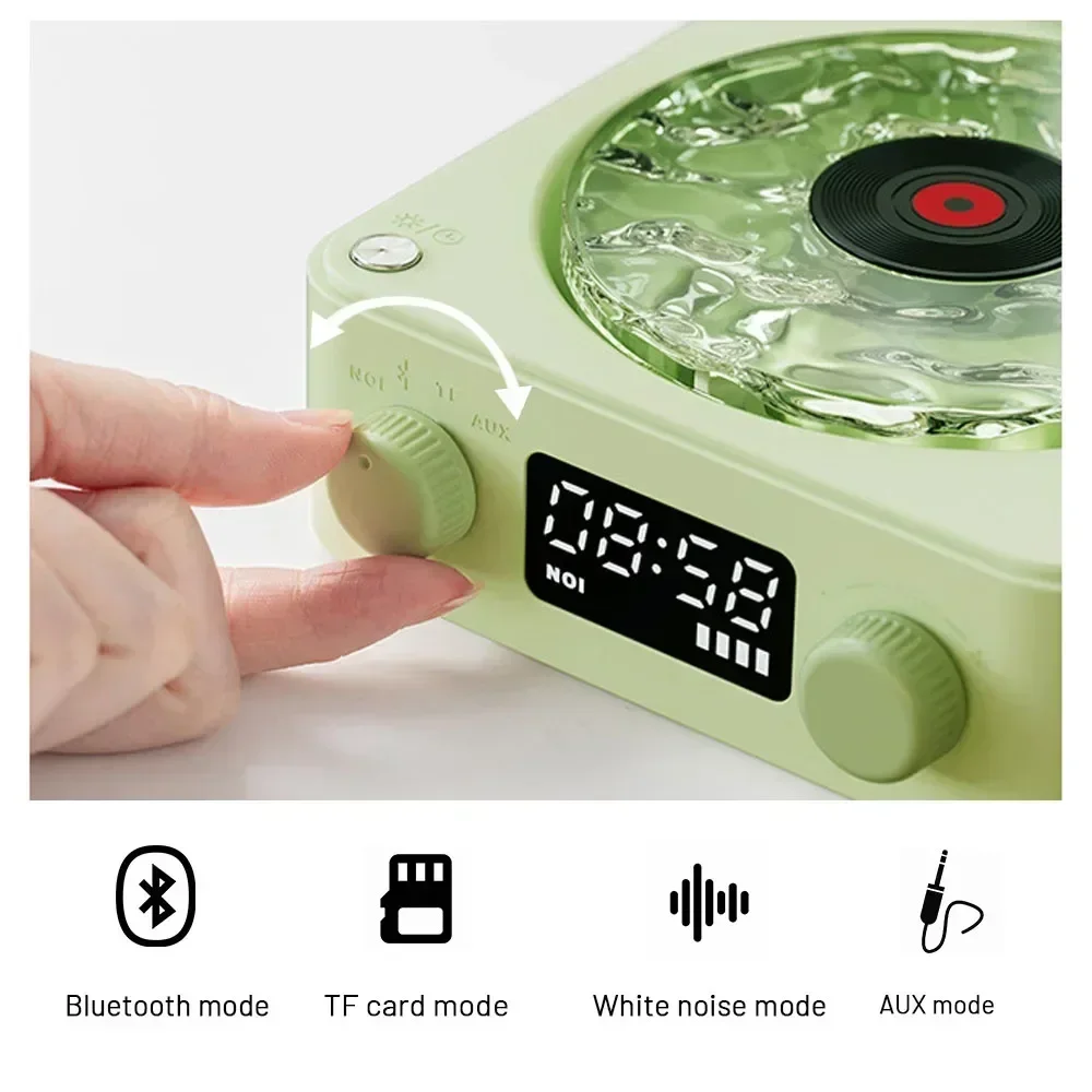 Waves Vinyl Player Bluetooth Speaker with White Noise Retro Turntable Speaker Sleep Aid Vitrola Shaped Speaker with RGB Light image 6