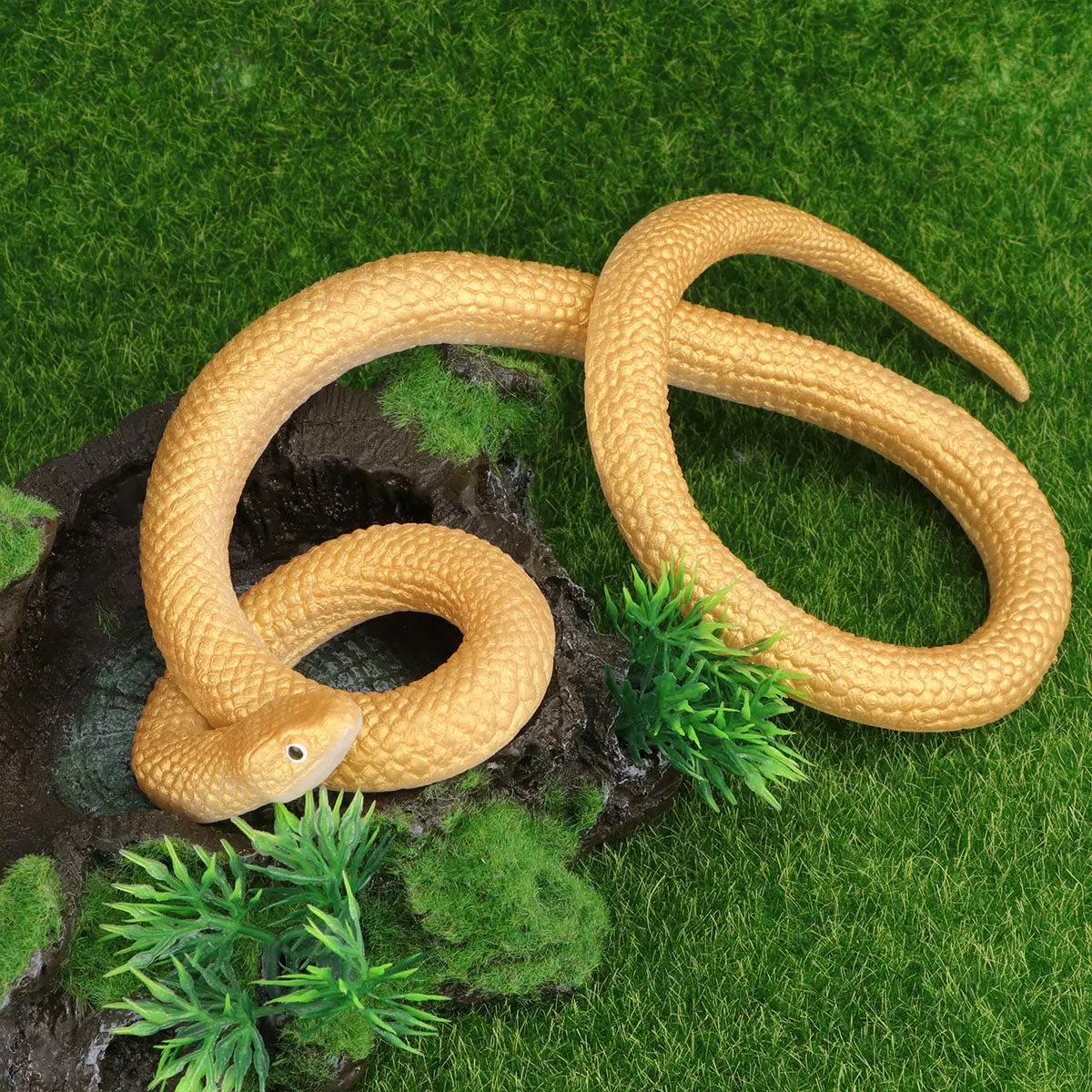

80Cm Artificial Round Head Snake Prank Halloween Scary Decoration Party Props Rubber Creepy Cosplay Snake Accessories