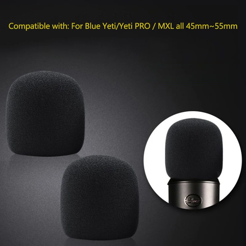 1PC Black Microphone Foam Cover Filter Windscreen Sponge Cover Replacement For Blue Yeti Pro Mic