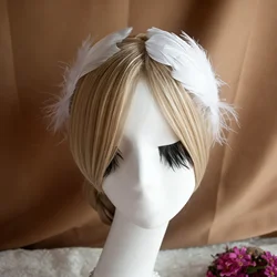 Hand Made Ballet White Feather Headwear Two Pieces,Balet Decorative Bride Wedding Stage Performance Retail Wholesale HDE023