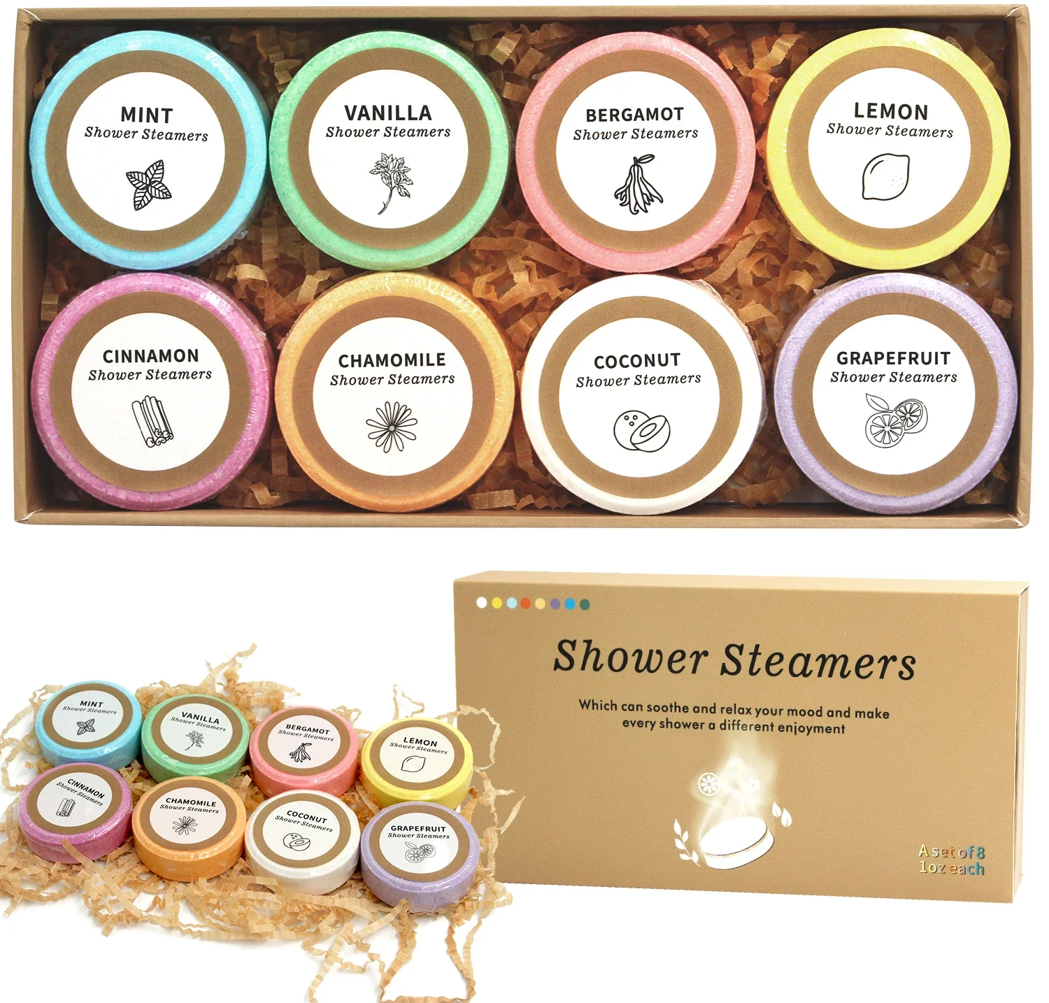 Shower Steamers - 8 Pack Shower Bombs Gifts For Her With Essential Oil For Home SPA, Self-Care & Relaxation Valentine\'s Birthday