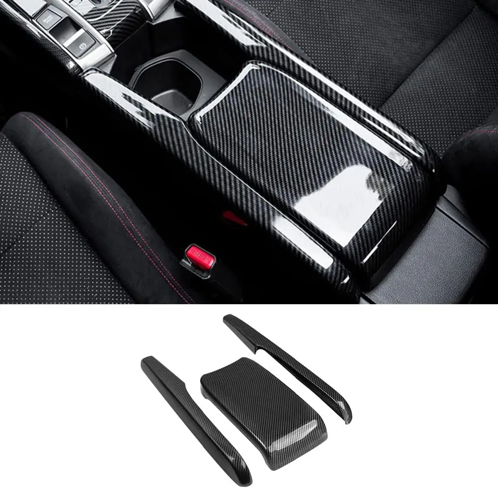 

Center Console Armrest Box Cover Trim for Honda Civic 10th Gen 2016-2021, Carbon Fiber Style, Interior Decor Panel (3PCS)