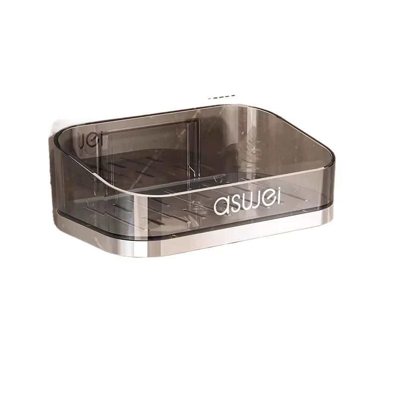 

Light luxury soap box Soap rack Household wall-mounted bathroom Drain soap box No punching storage box