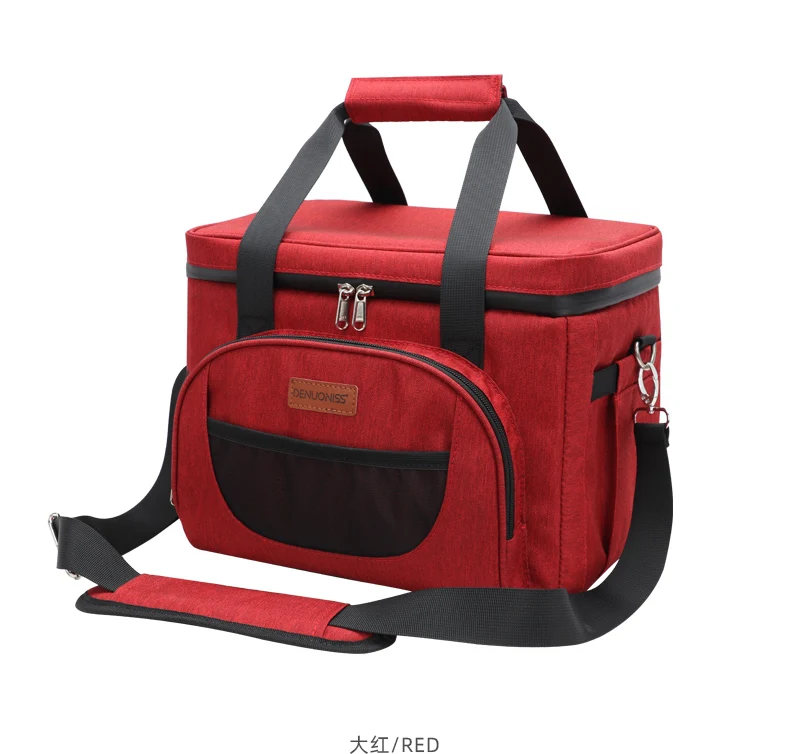 16/28L 40 Dosen Kühlerhandtasche mit Riemen, Picknicktasche, Isotherme-Isoliertasche für Eis, Bier, Mahlzeitenbehälter, Lunchtasche, DENUONISS – Detail 13