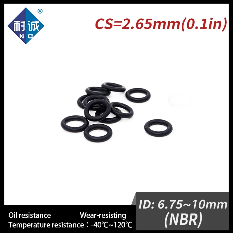 50 PCS / Lot Nitrile Rubber Black NBR O-ring CS 2.65mm ID 6.75/7.1/7.6/8/8.75/9/9.5/10*2.65mm O Ring Gasket Oil Waterproof