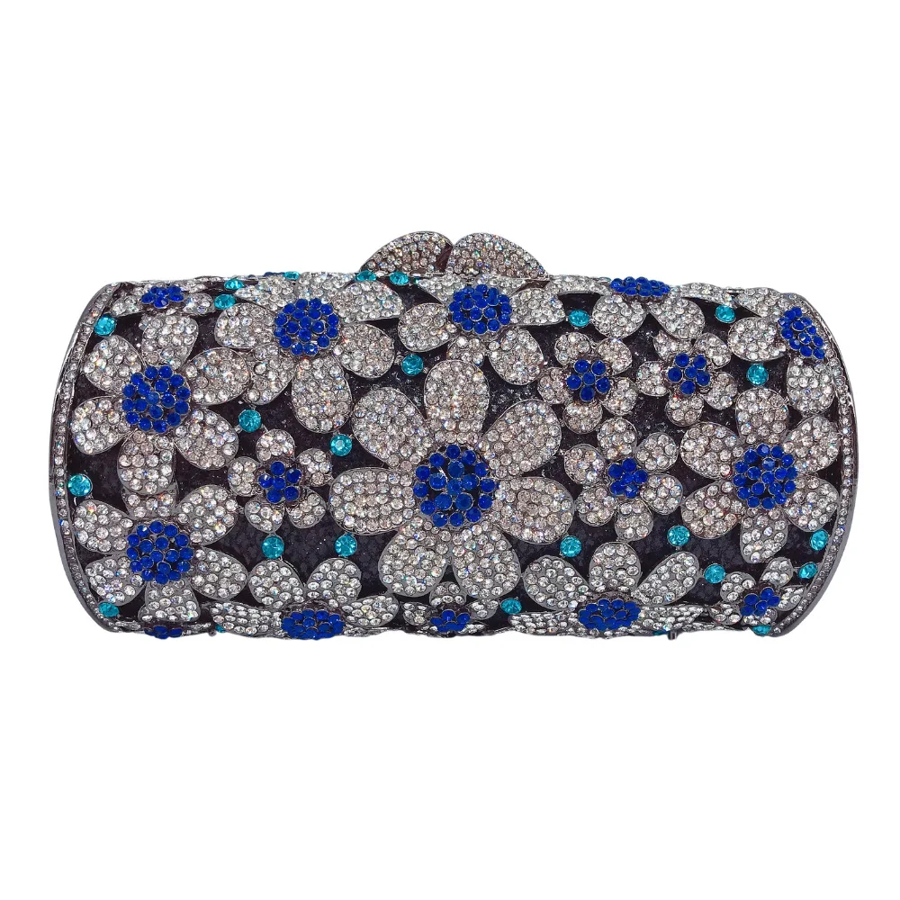 Crystal Clutch Daisies Diamond Dinner Bag Hollow Metal Hard Box Full Of Diamonds Women's Bag Rhinestone Purse Torebka Wieczorowa