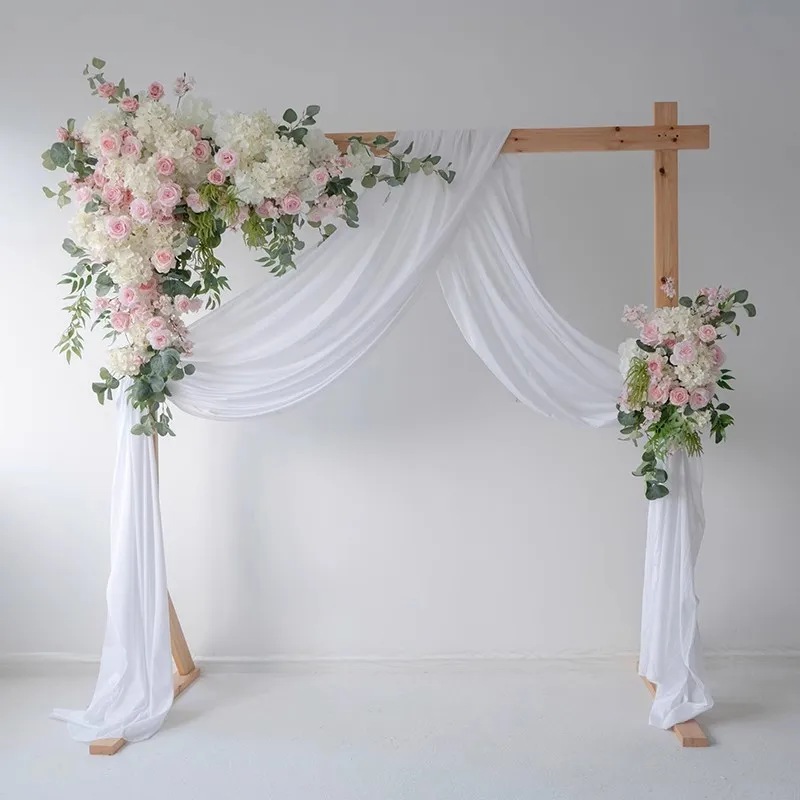 

Wedding decoration wooden archway flowers, wedding setup artificial flowers, stage backdrop wall hanging flowers